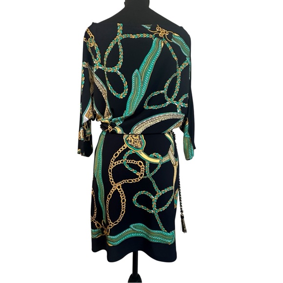 ✨Y2K Cache Dress with Green and Gold Chain Print Size M - Picture 8 of 15